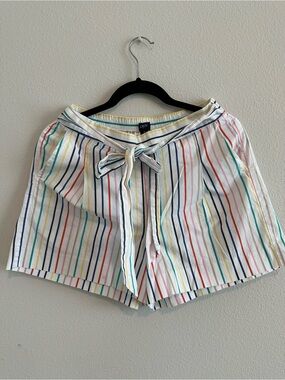 J. Crew White Multicolor Striped Tie-Front Shorts